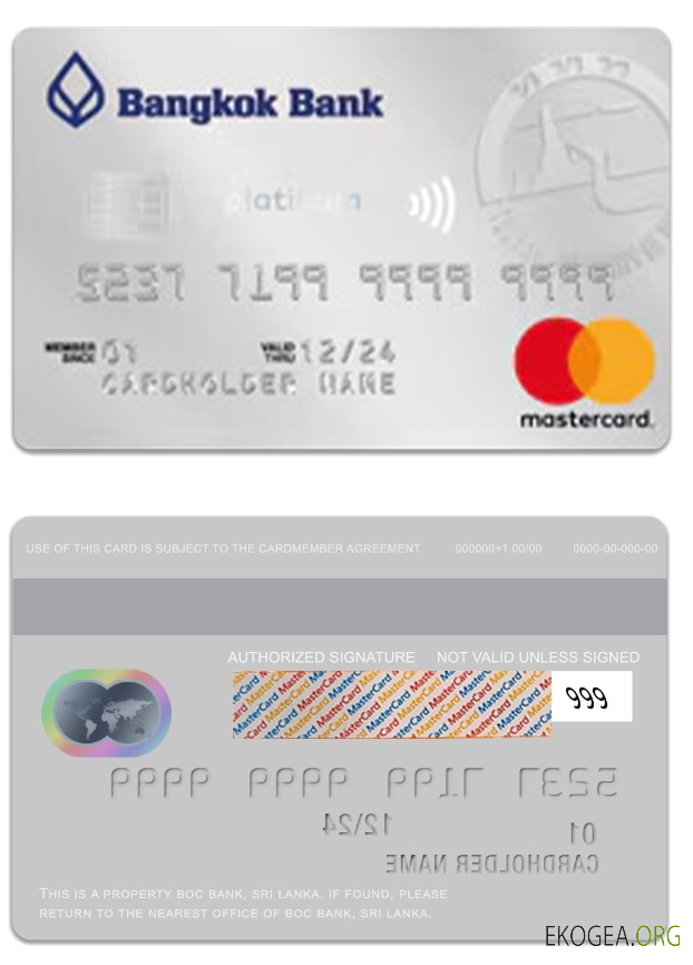 Mastercard de voyage platine de la Bangkok Bank en Thaïlande